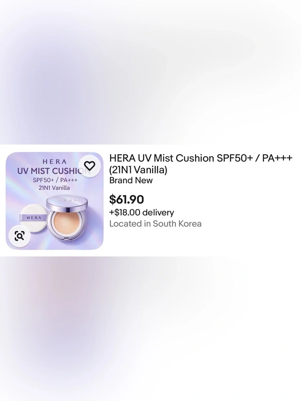 Hera UV Mist Cushion No.21 15g x 2 set SPF 50+ PA+++ Korea New Without Box